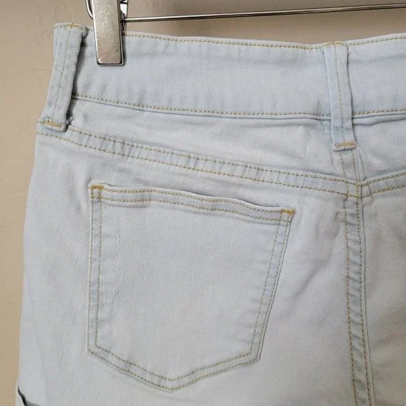 Guess Light Wash Destroyed Cuffed Denim Shorts - Picture 8 of 16